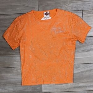 Harley Davidson Shimmery Orange Open Back Top